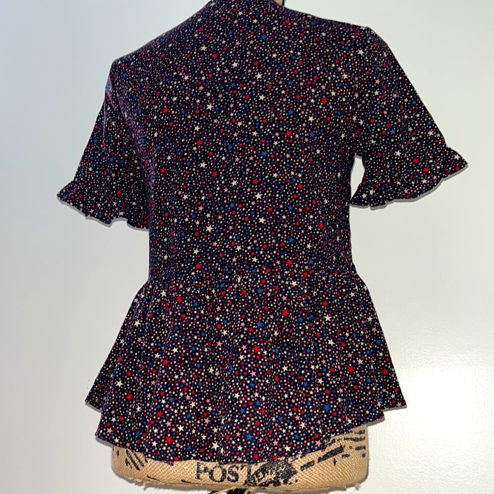 Madewell Ruffled Printed Blouse Top - Picture 9 of 10